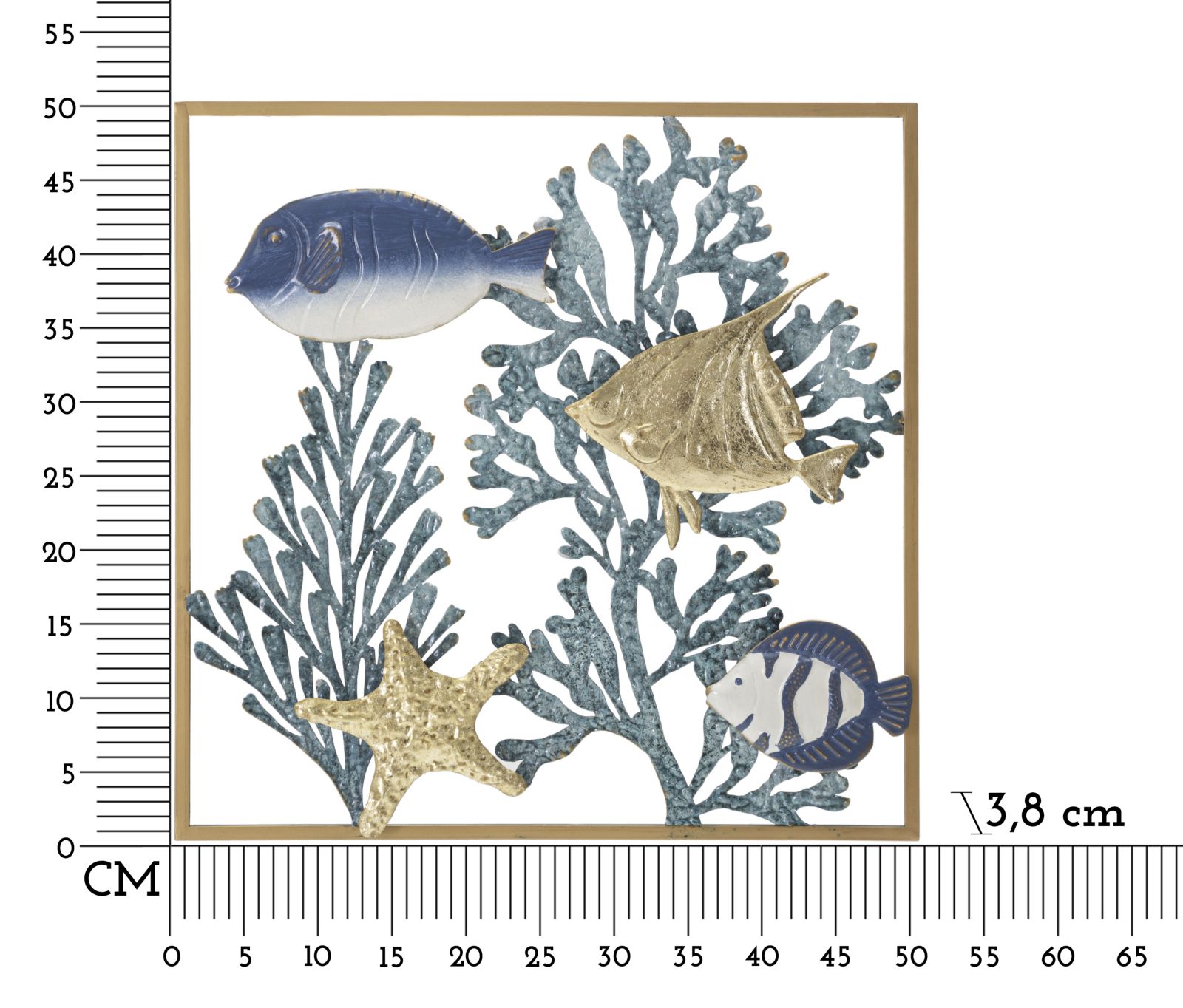 Dekoratívny panel Fish Mauro Ferretti, zlatý/modrý