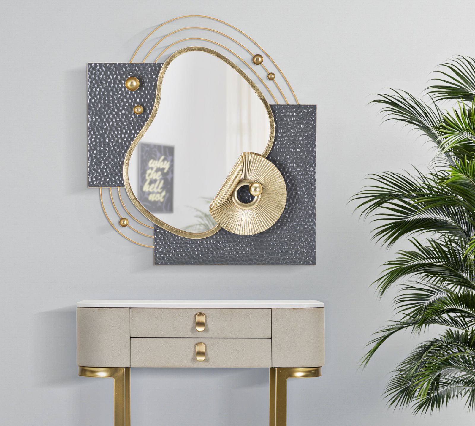 Zrkadlo Art Mauro Ferretti, sivá/zlatá