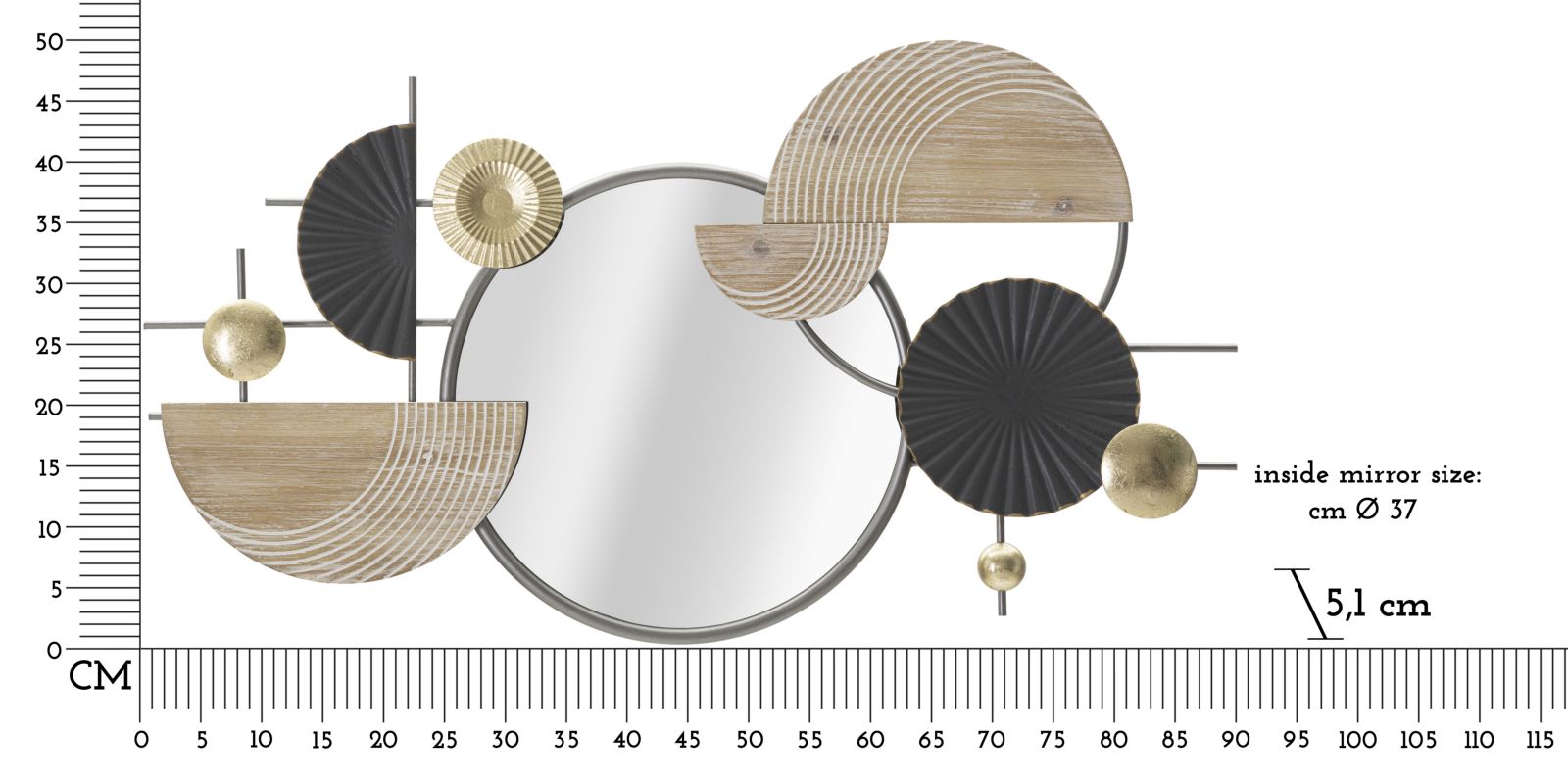 Zrkadlo Abstract Mauro Ferretti, čierna/drevo