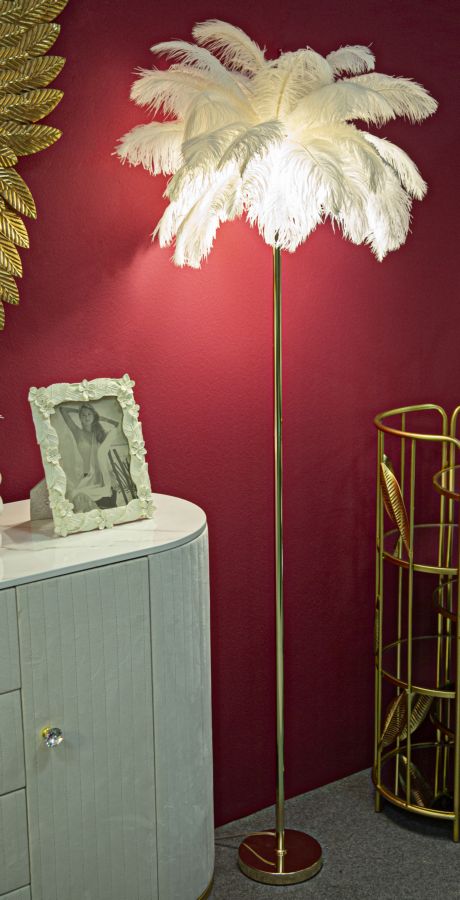 Stojanová lampa Palm Bianca Mauro Ferretti, biela/zlatá