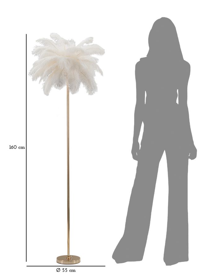 Stojanová lampa Palm Bianca Mauro Ferretti, biela/zlatá