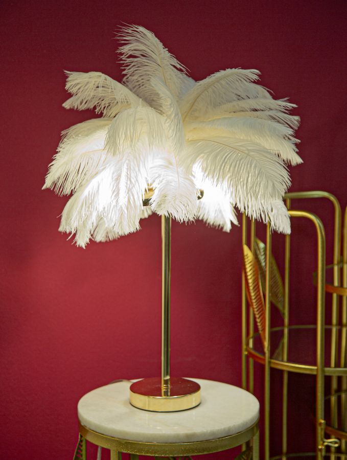 Stolová lampa Palm Bianca Mauro Ferretti, biela/zlatá
