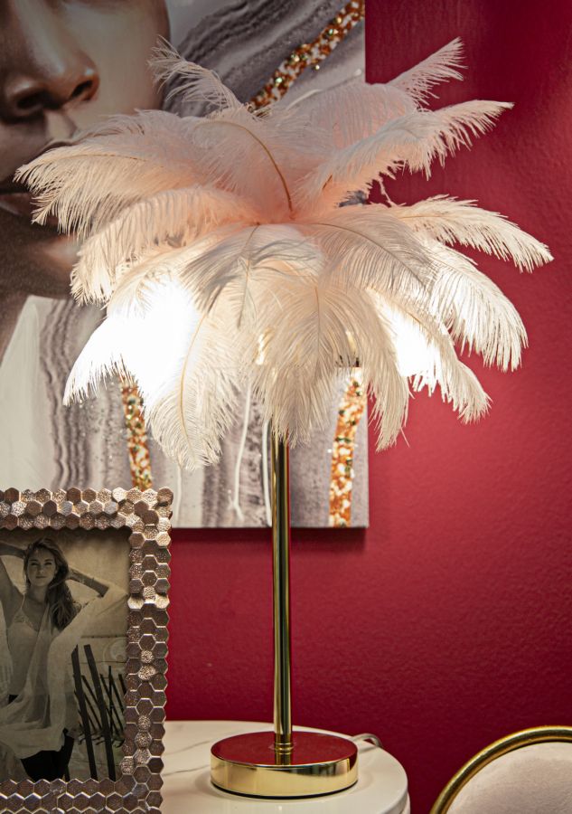 Stolová lampa Palm Rosa Mauro Ferretti, ružová/zlatá
