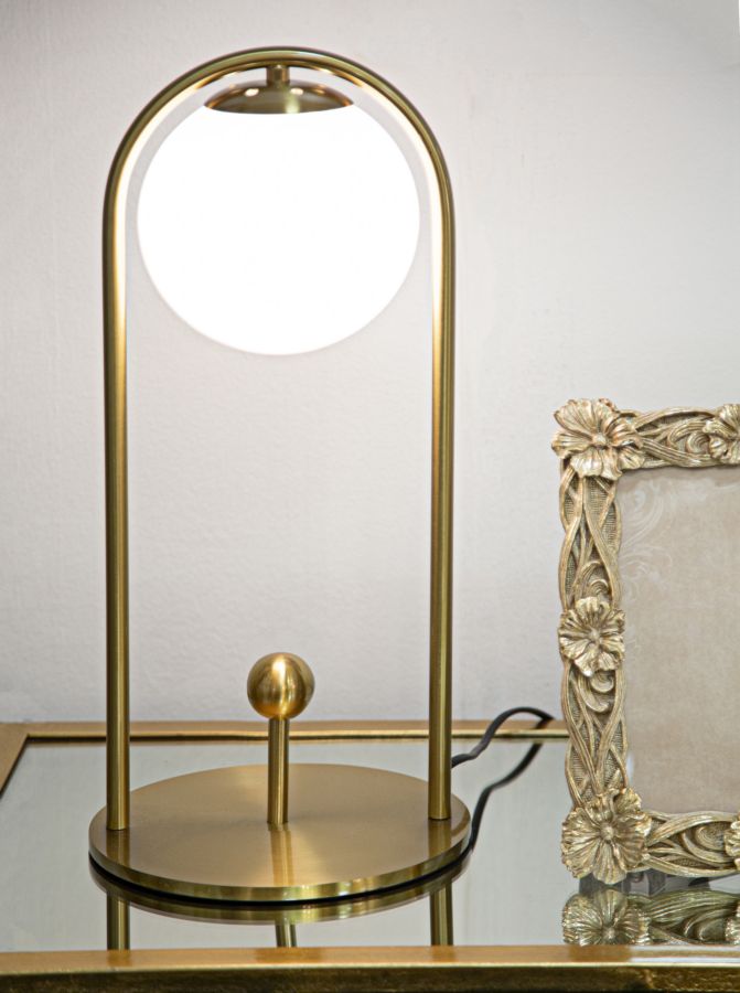 Stolová lampa Glamy Arc Mauro Ferretti, zlatá