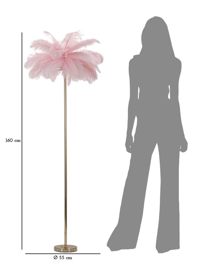Stojanová lampa Palm Rosa Mauro Ferretti, ružová/zlatá