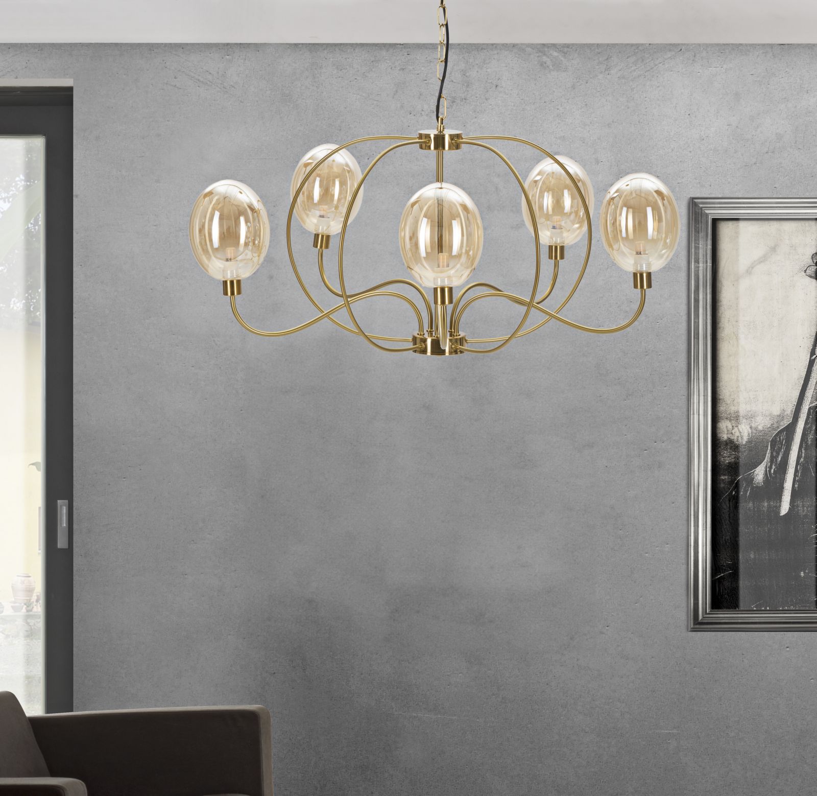 Dizajnová lampa Lampadario Vienna Mauro Ferretti, zlatá