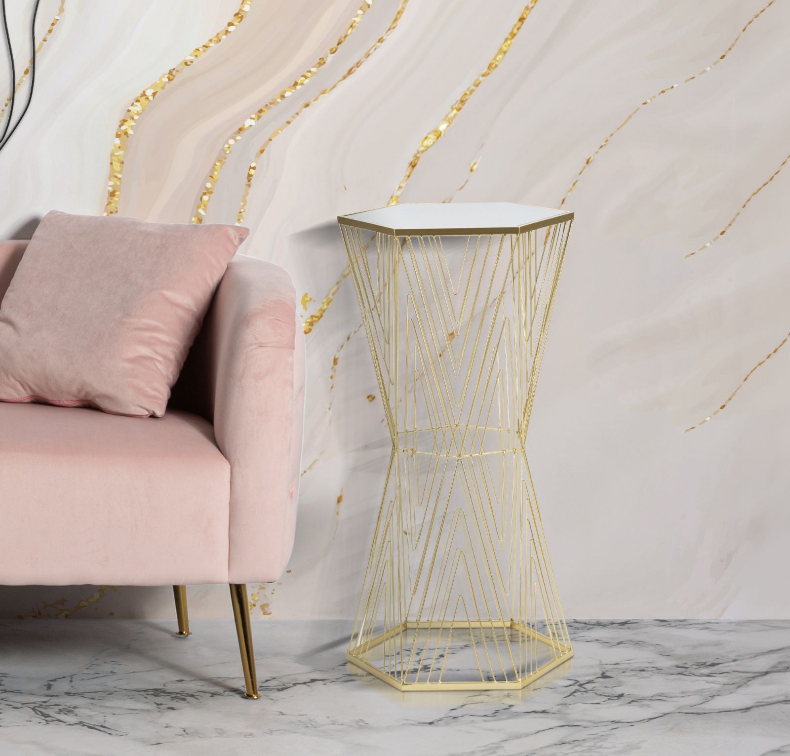 Dekoratívny stolík P Telefono Lines Mauro Ferretti, zlatý