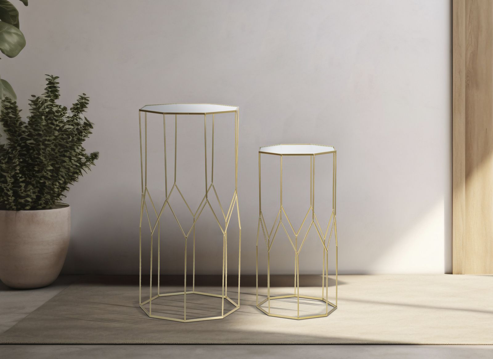 Dekoratívne stolíky 2ks P Telefono New Mauro Ferretti, zlaté