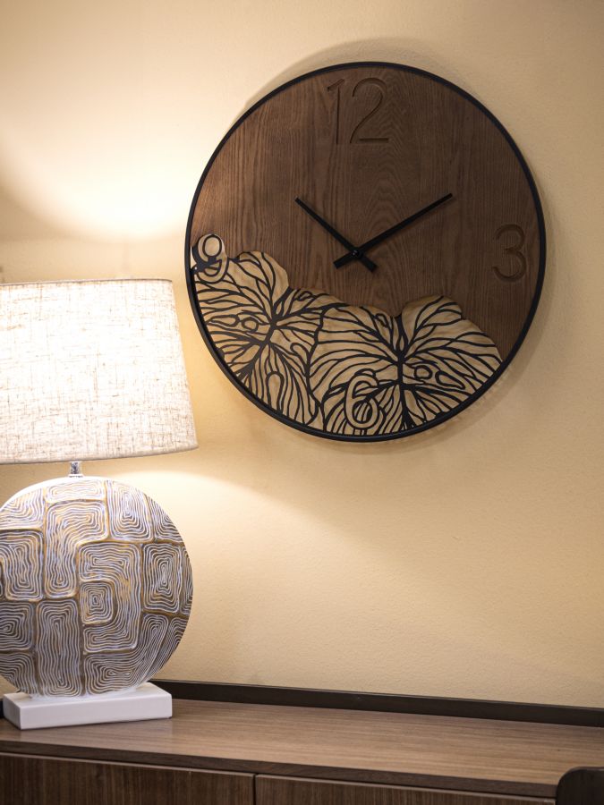 Nástenné hodiny Wood Leaf Mauro Ferretti, drevo/čierne