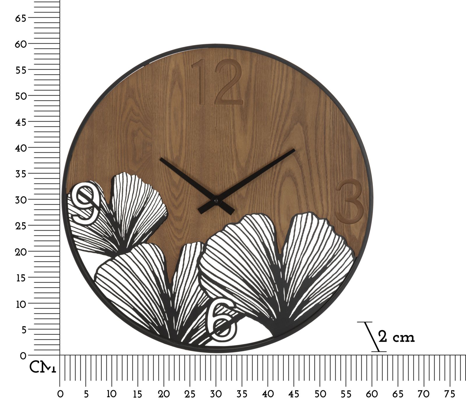 Nástenné hodiny Super Wood Leaf Mauro Ferretti, drevo/čierne