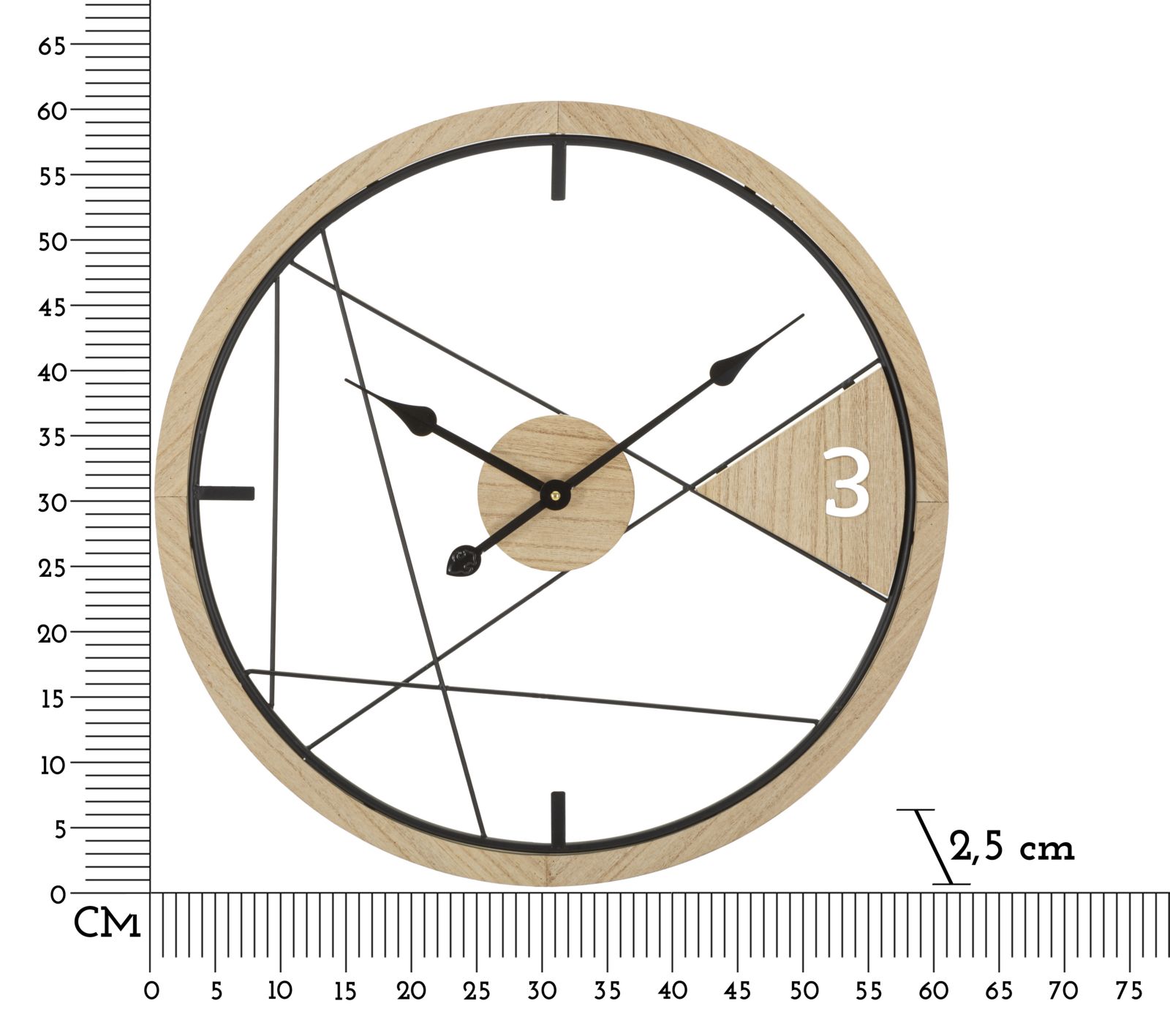 Nástenné hodiny Geometric Design Mauro Ferretti, drevo/čierne