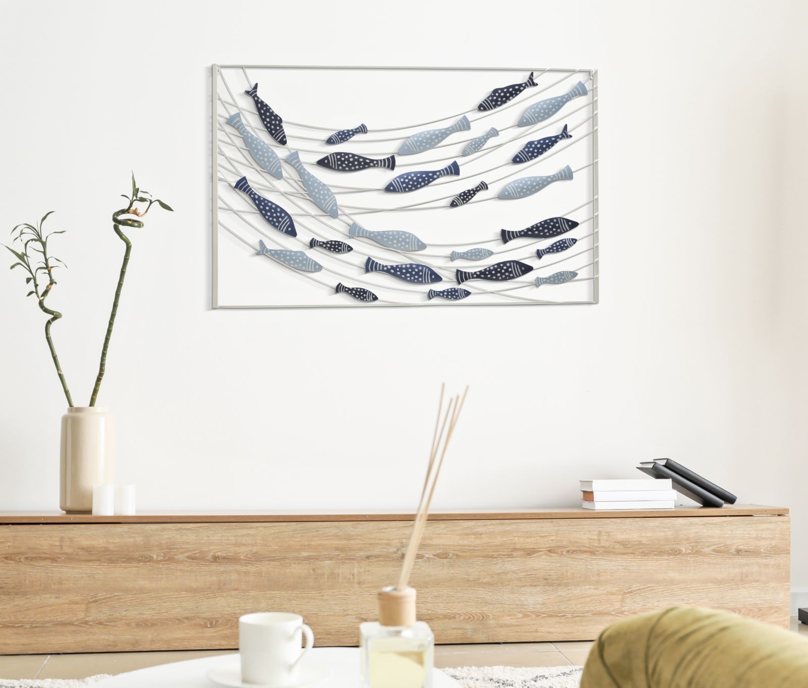 Dekoratívny panel Pesci Mauro Ferretti, strieborný/modrý