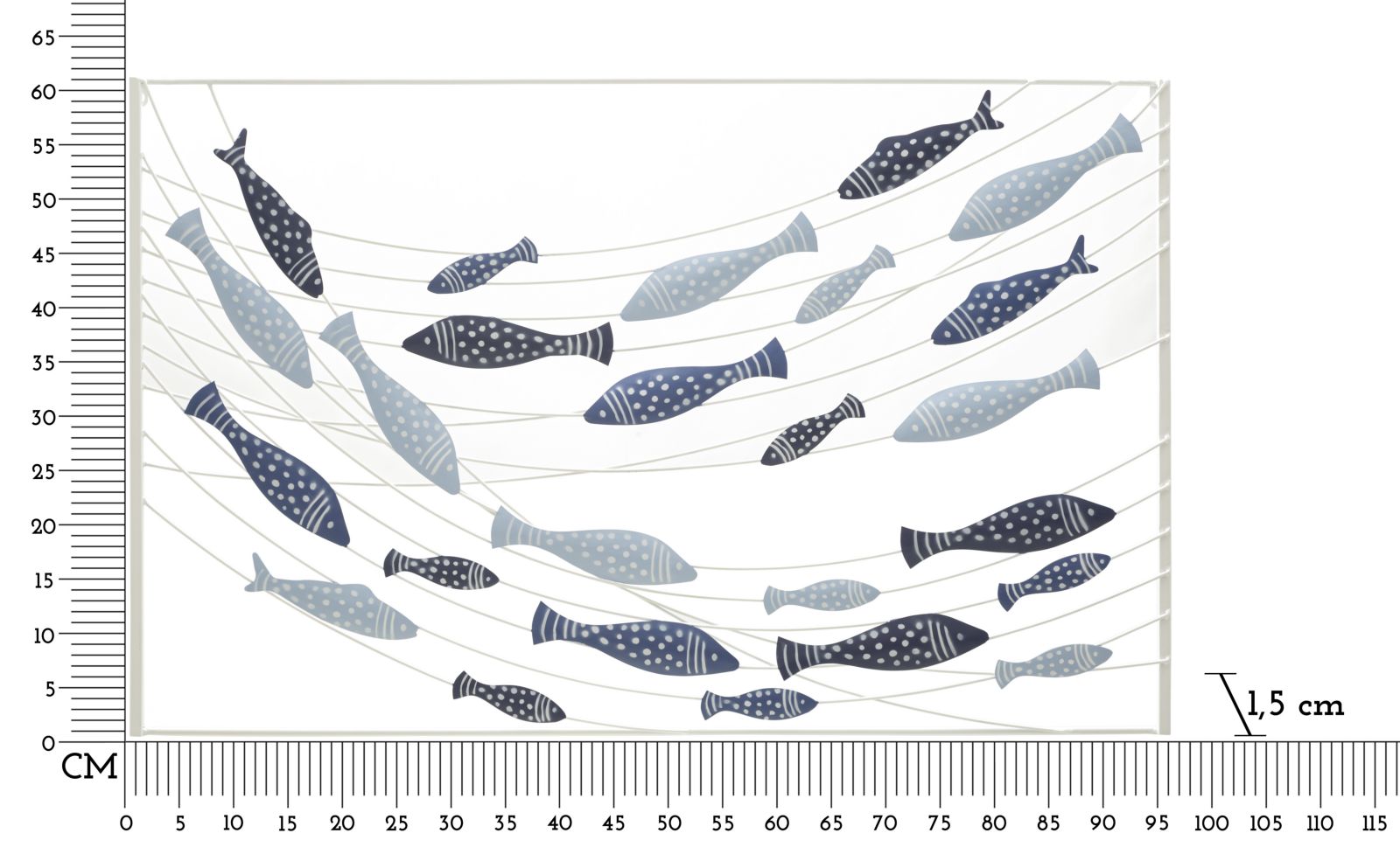 Dekoratívny panel Pesci Mauro Ferretti, strieborný/modrý