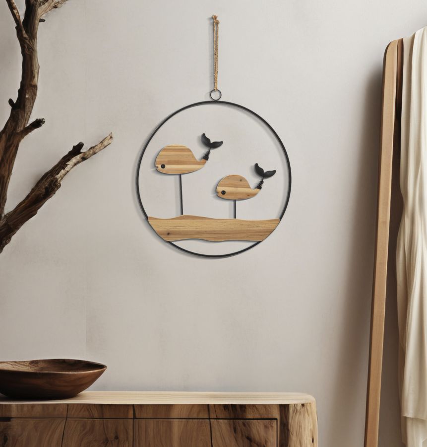 Dekoratívny panel Balene Mauro Ferretti, čierny/drevo