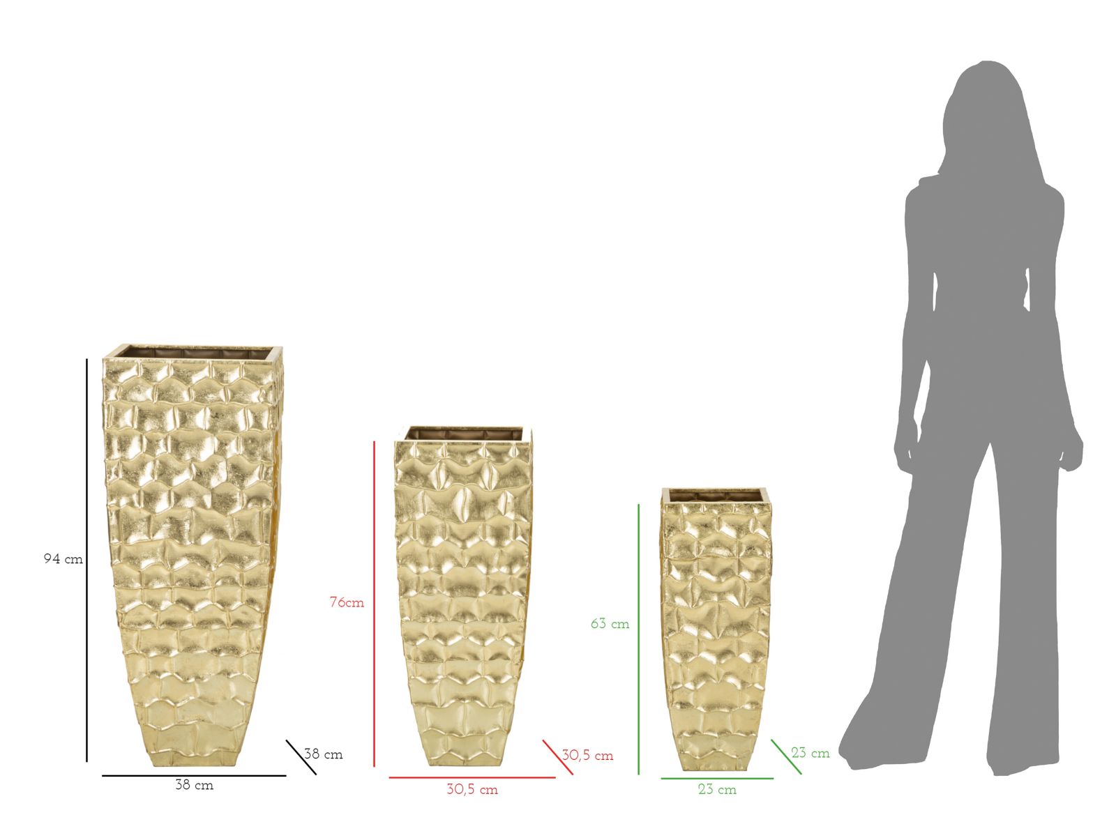 Dekoratívne vázy 3ks P Glody Tris Mauro Ferretti, zlaté