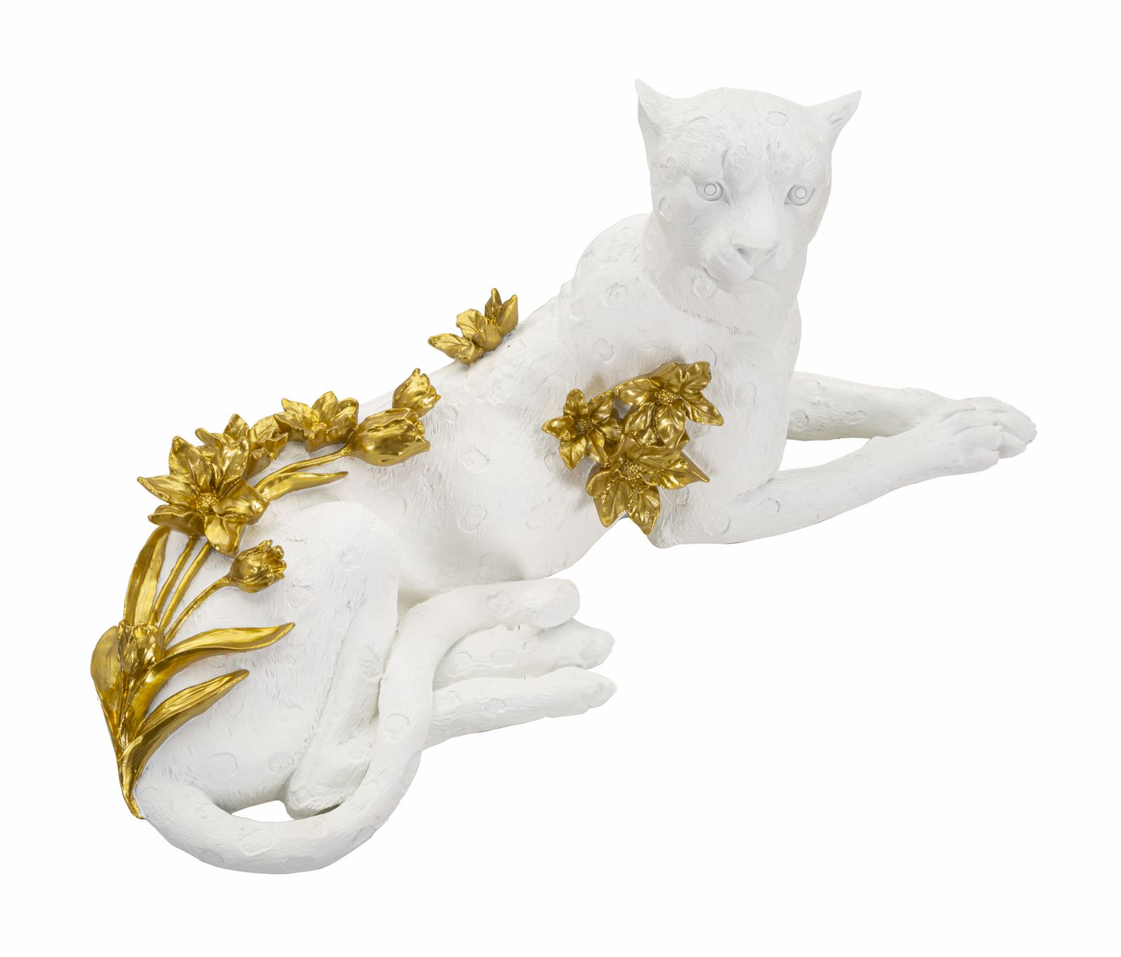 Dekoratívna socha Leopardo White Gold Mauro Ferretti, biela/zlatá