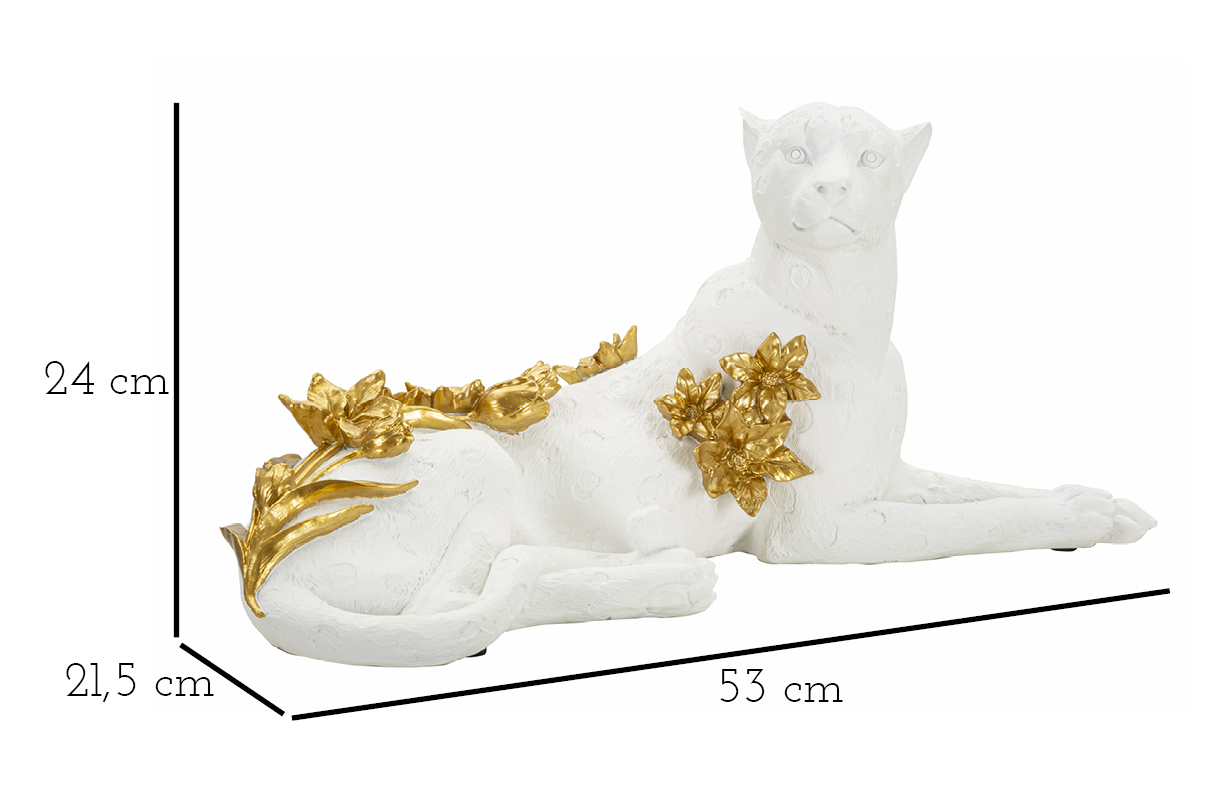 Dekoratívna socha Leopardo White Gold Mauro Ferretti, biela/zlatá