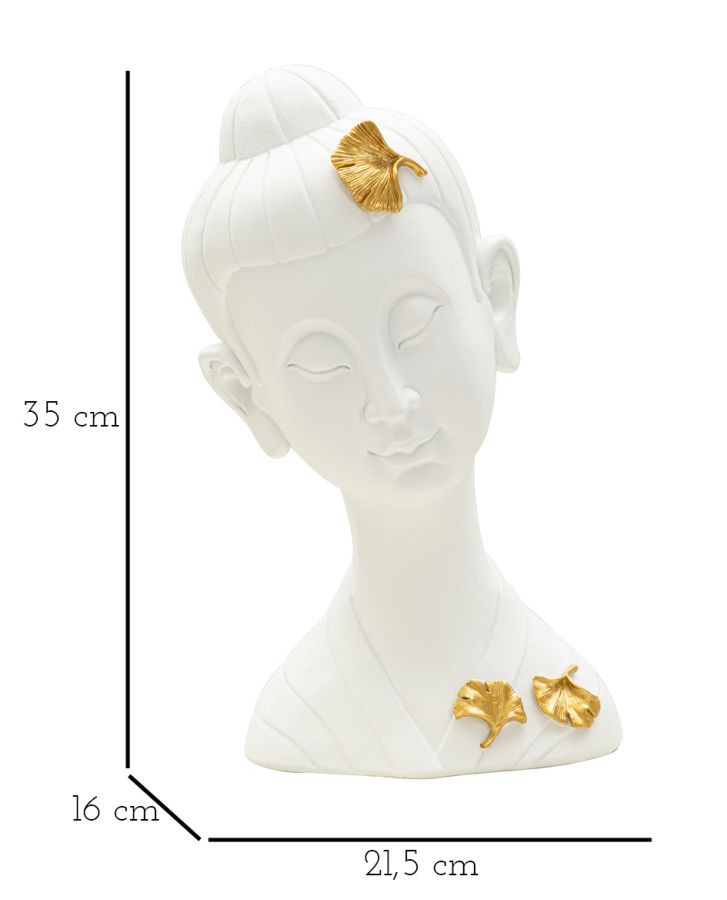 Dekoratívny doplnok Testa Buddha Mauro Ferretti, biela/zlatá