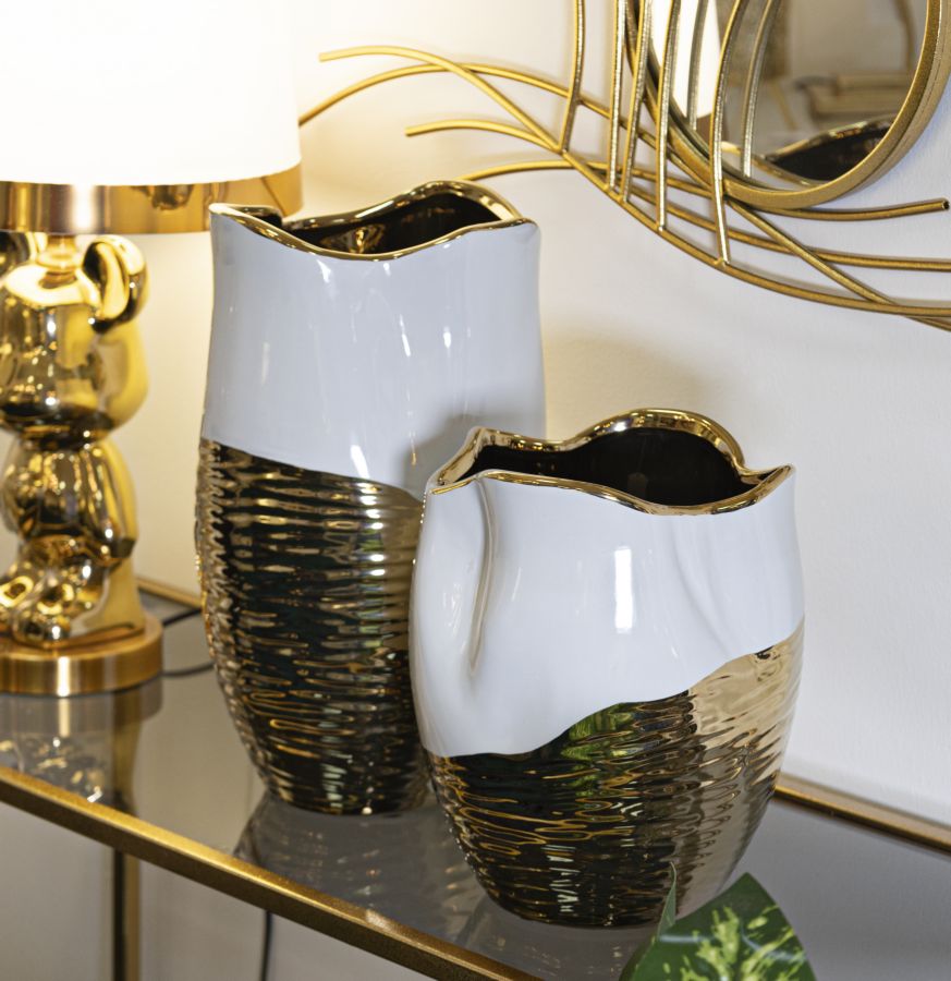 Dekoratívna váza Lux Mauro Ferretti, zlatá/biela