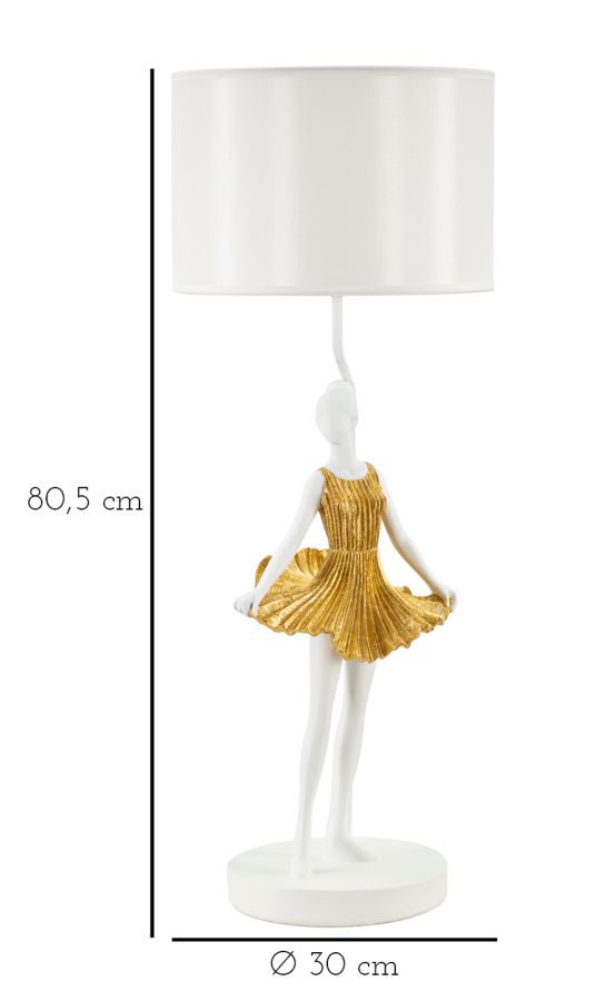 Stolová lampa Ballerina Mauro Ferretti, biela/zlatá