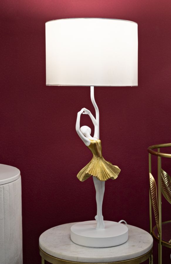 Stolová lampa Ballerina Mauro Ferretti,biela/zlatá
