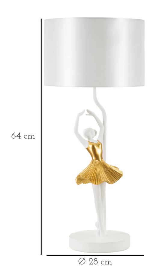 Stolová lampa Ballerina Mauro Ferretti,biela/zlatá