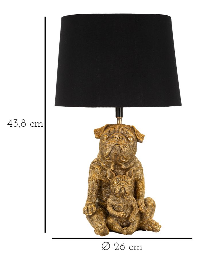 Stolová lampa Dog Mauro Ferretti, čierna/zlatá