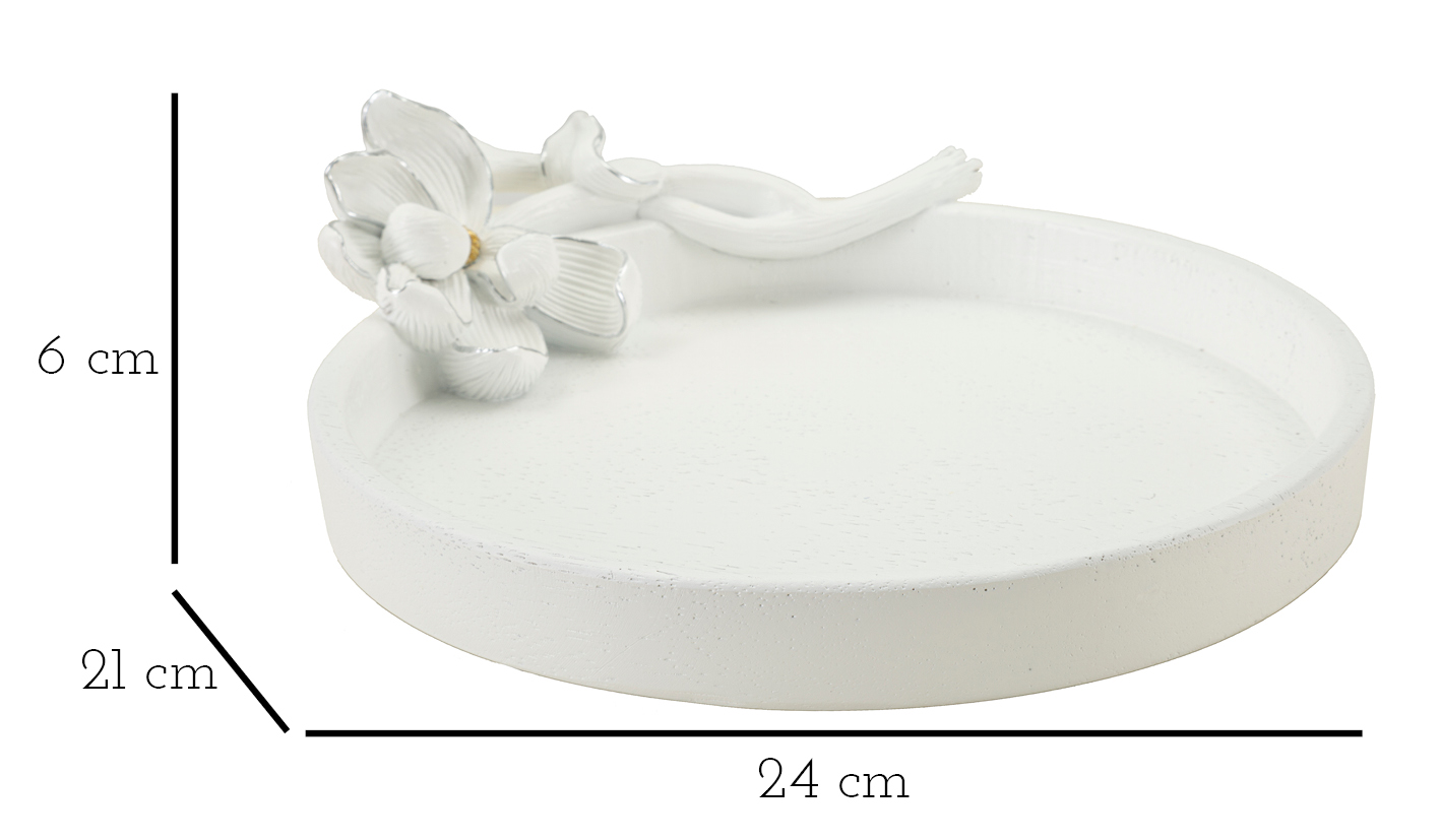 Dekoratívny podnos S Tasche Magnolia Mauro Ferretti, biely