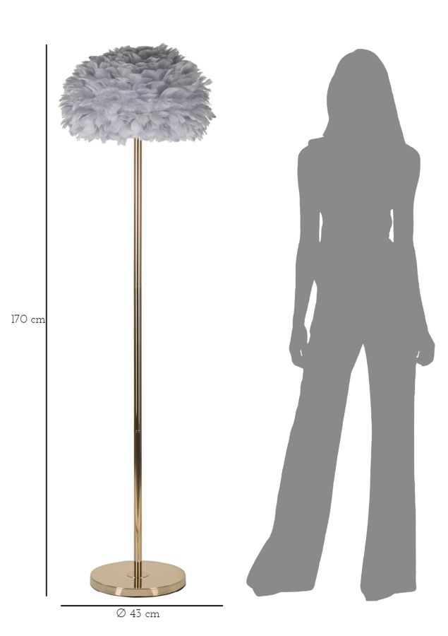 Stojanová lampa Feathers Slim Grigia Mauro Ferretti, sivá/zlatá