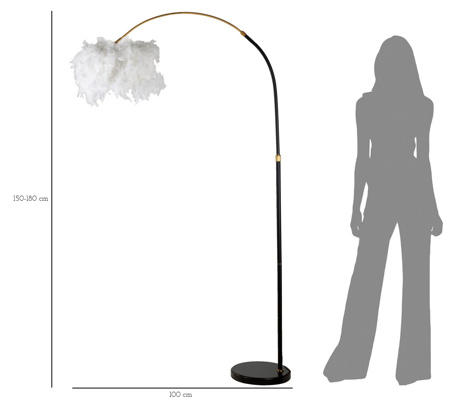 Stojanová lampa Arc Plur Mauro Ferretti, biela/čierna/zlatá