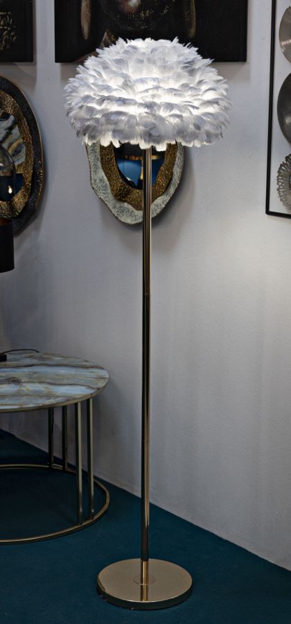 Stojanová lampa Feathers Slim Grigia Mauro Ferretti, sivá/zlatá