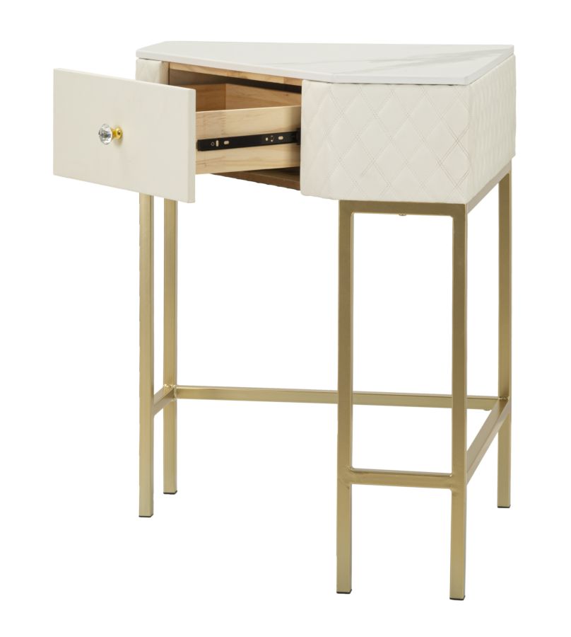 Dekoratívny stolík Console Angolare Sharon Mauro Ferretti, krémový/zlatý/biely