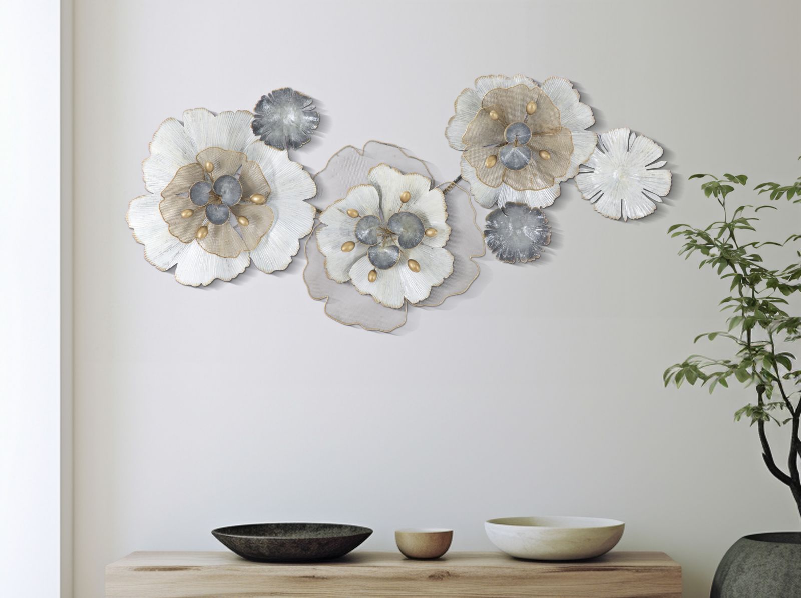 Dekoratívny panel Flowery Mauro Ferretti, modrý/biely