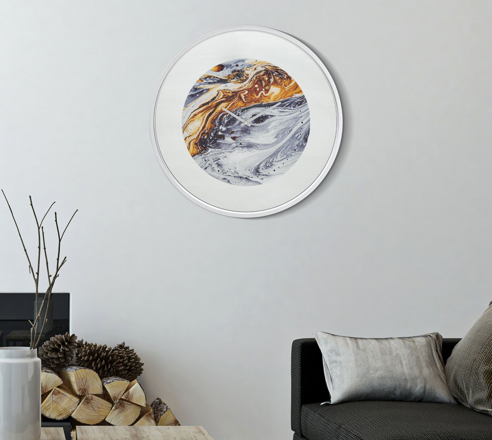 Nástenné hodiny Mirror Grey Mauro Ferretti, strieborné/farebné