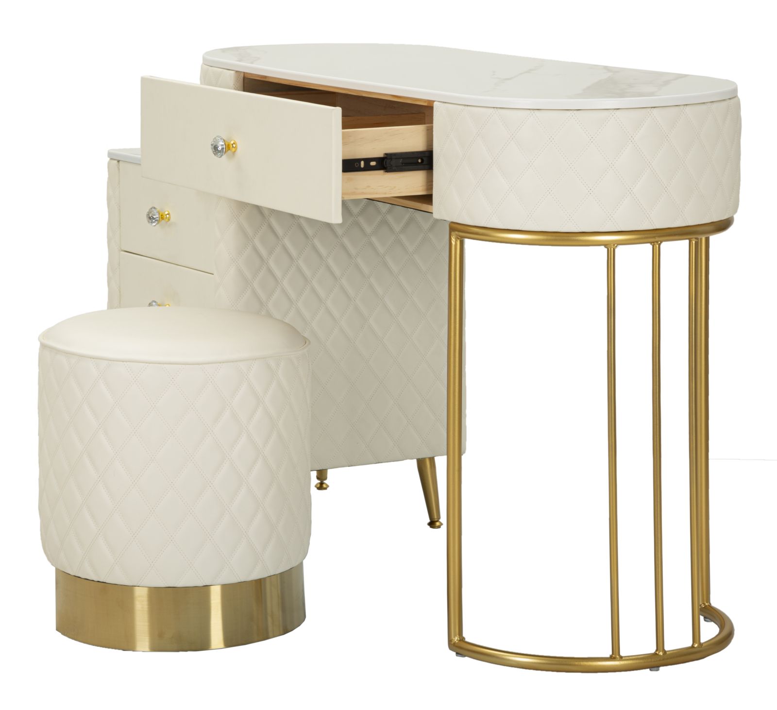 Toaletný stolík Toeletta Sharon Panna Mauro Ferretti, krémový/zlatý