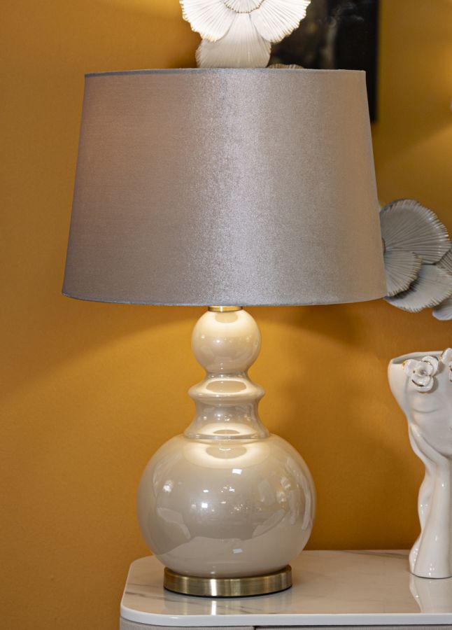 Stolová lampa Perly Tower Mauro Ferretti, béžová/zlatá