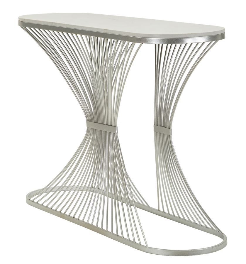 Dekoratívny stôl Console Stripe Mauro Ferretti, strieborný