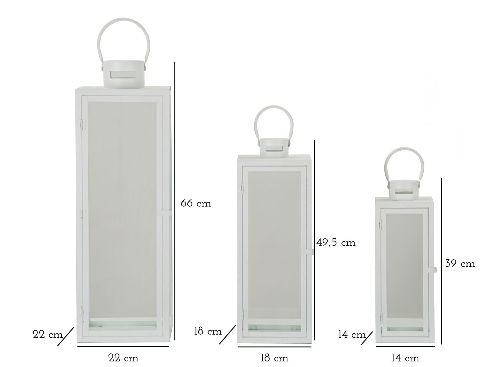 Dekoratívny doplnok Lanterne White Set Mauro Ferretti 22×22×66-18×18×49,5-14×14×39 cm