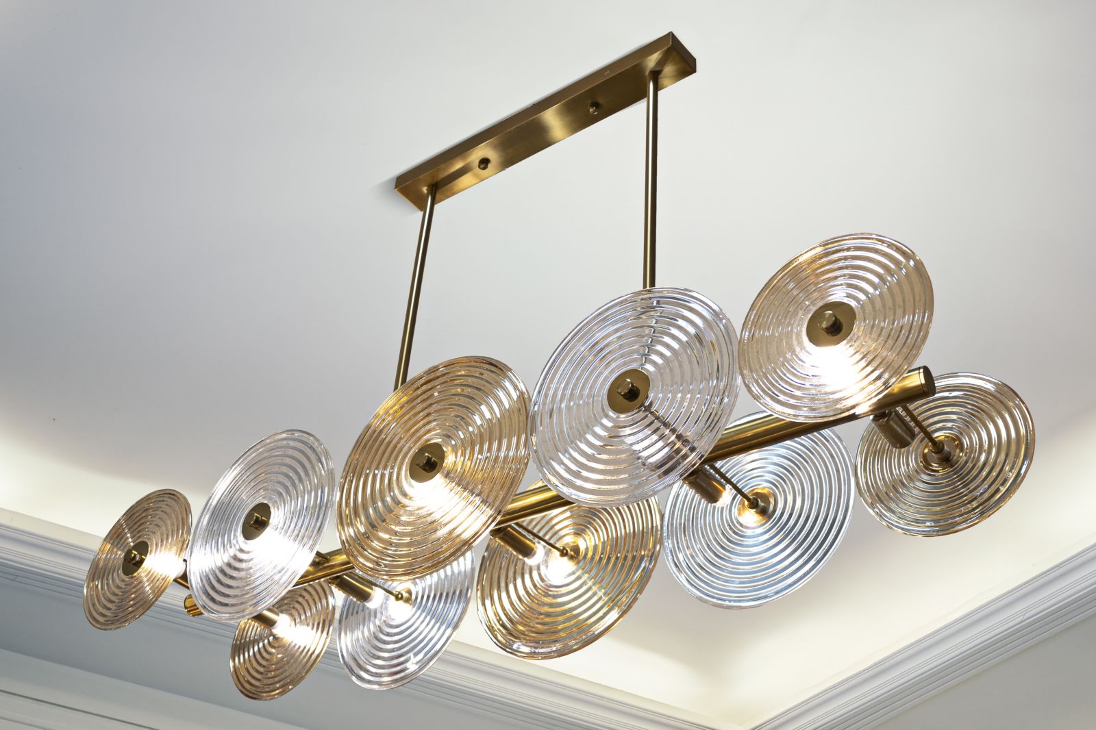 Dizajnová lampa Lampadario Venice Mauro Ferretti, zlatá