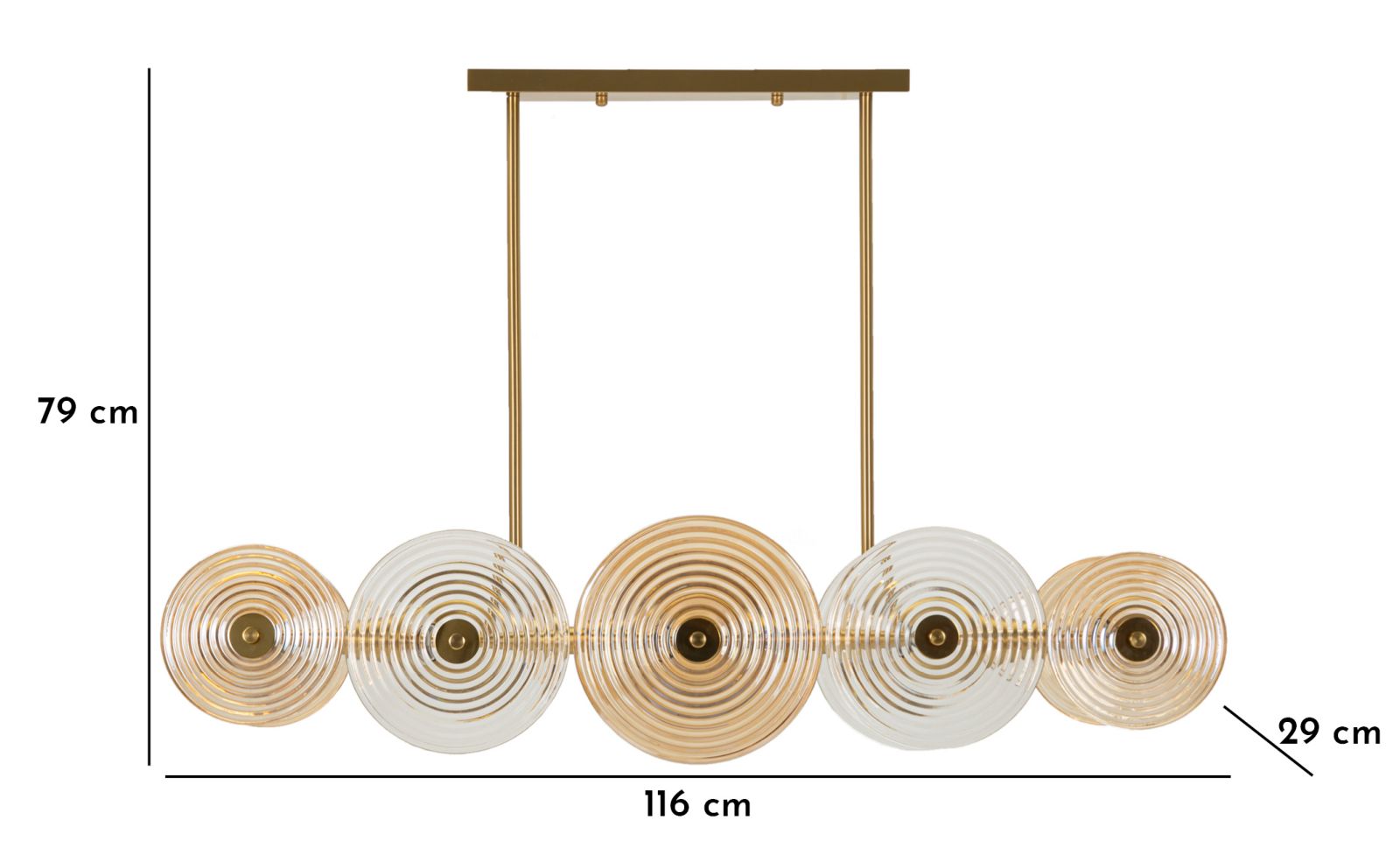 Dizajnová lampa Lampadario Venice Mauro Ferretti, zlatá