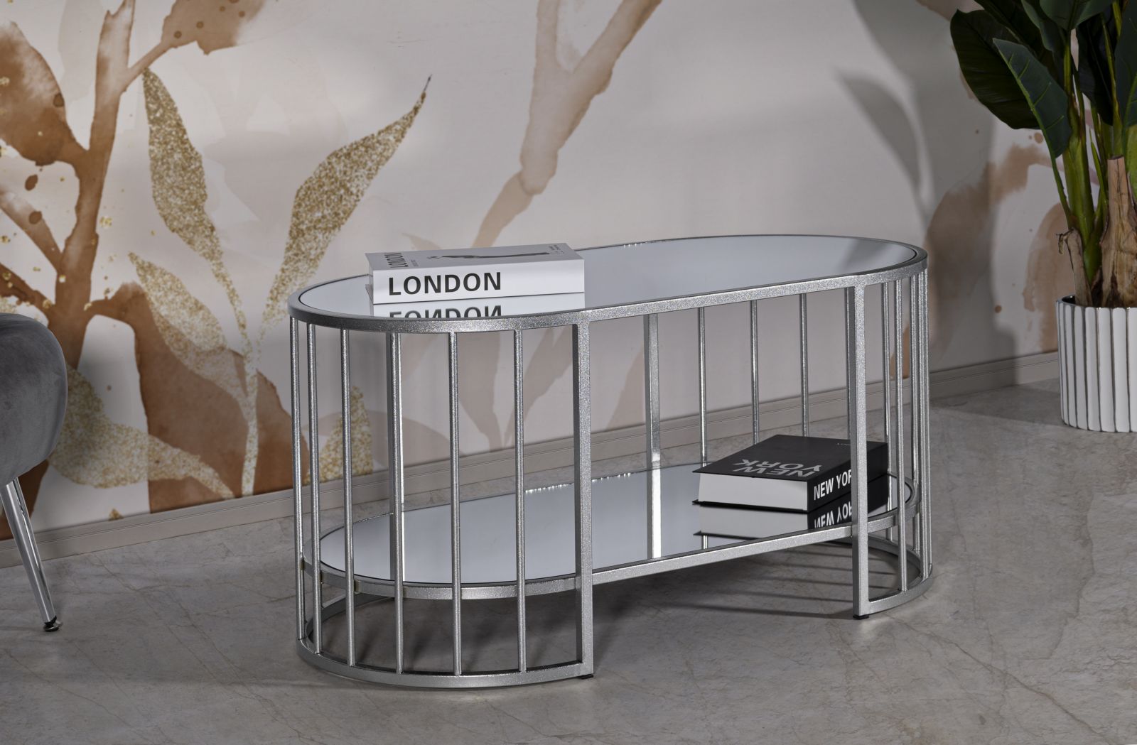 Stôl Caffe' Smirne Mauro Ferretti, strieborný