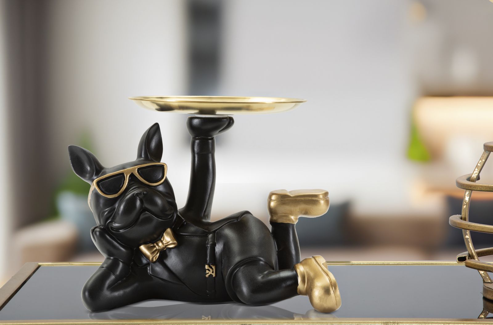 Dekoratívna socha Cane Rover S Mauro Ferretti, čierna/zlatá