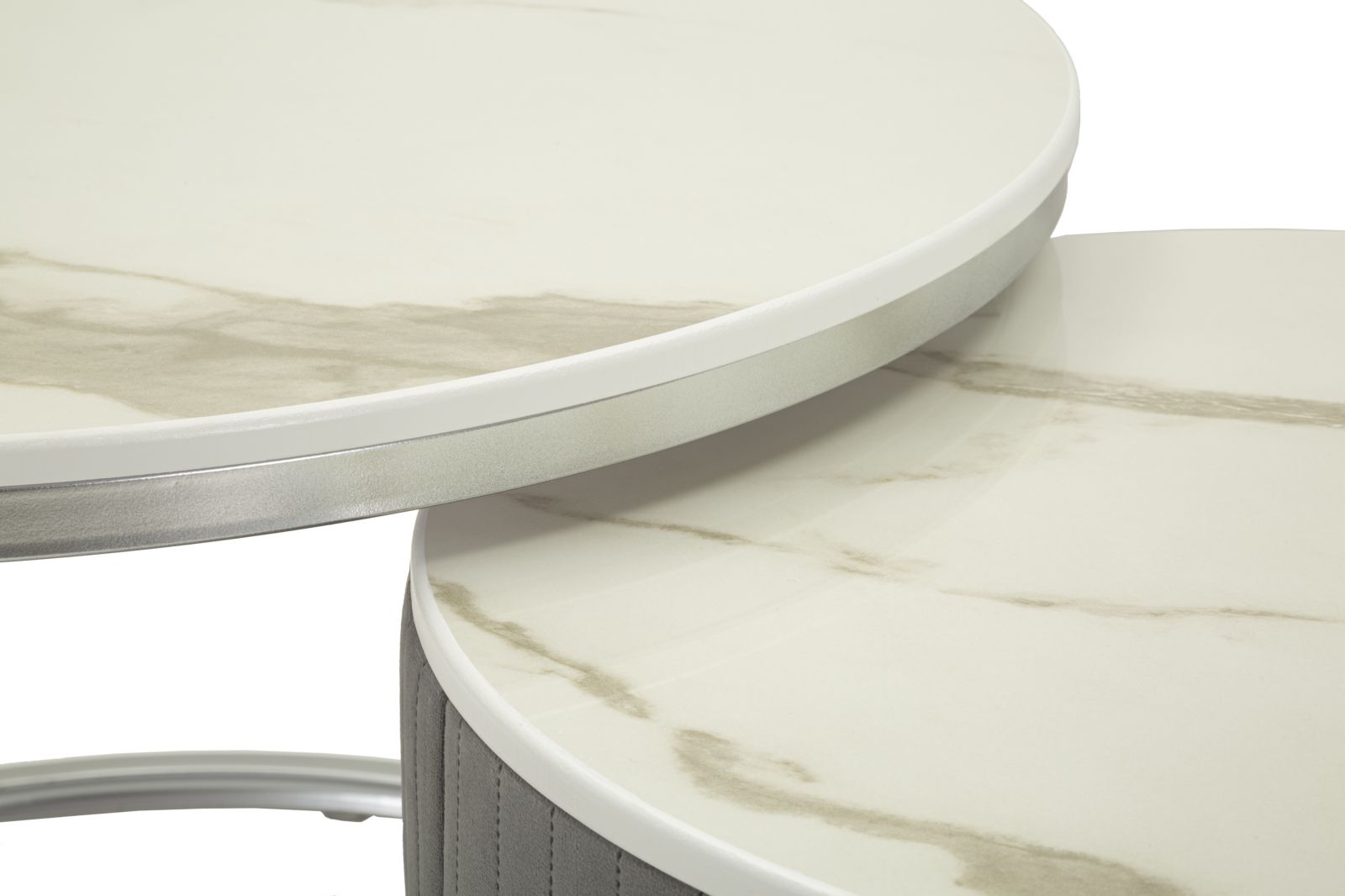 Sada stolíkov Tavoli Caffe' Greys Mauro Ferretti, sivá/strieborná/biely mramor