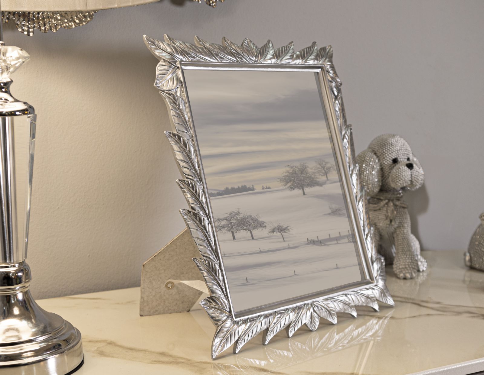 Fotorám Cornice Leavy Silver, strieborný