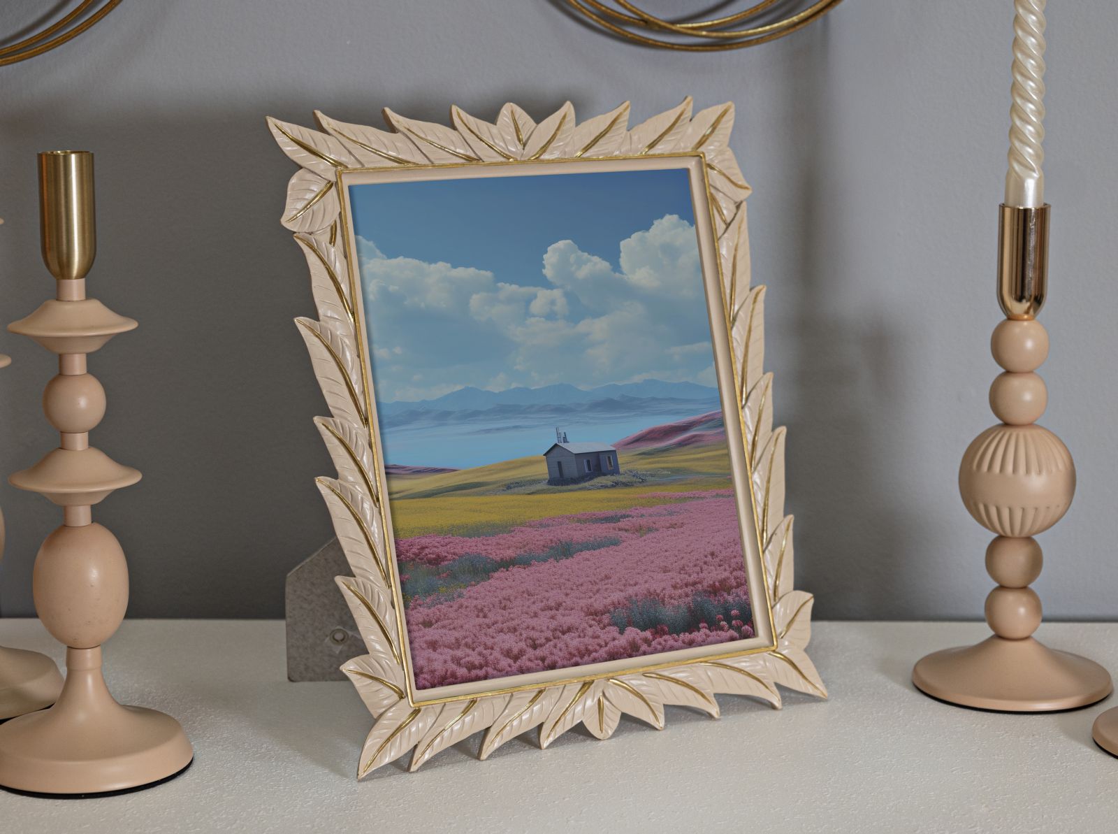 Fotorám Cornice Leaffy, ružový/zlatý