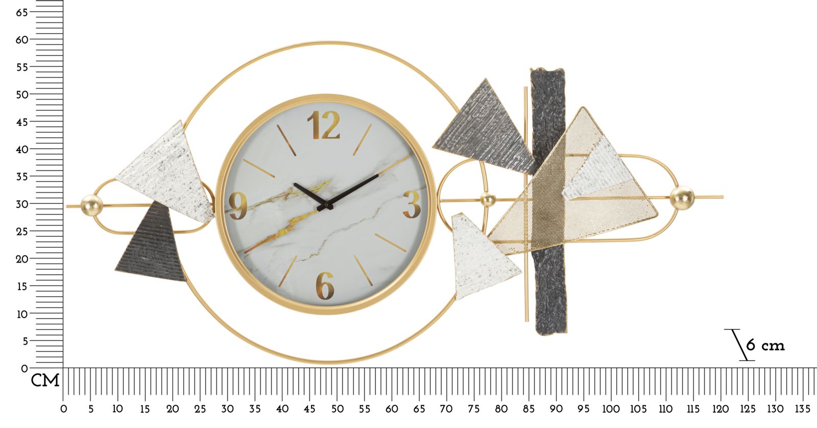 Nástenné hodiny Amy Mauro Ferretti, zlaté/biele/sivé