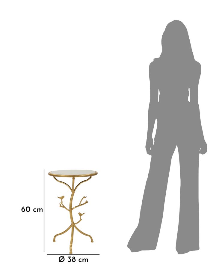 Dekoratívny doplnok Tavolinetto Birds Marble Mauro Ferretti Ø 38×60 cm