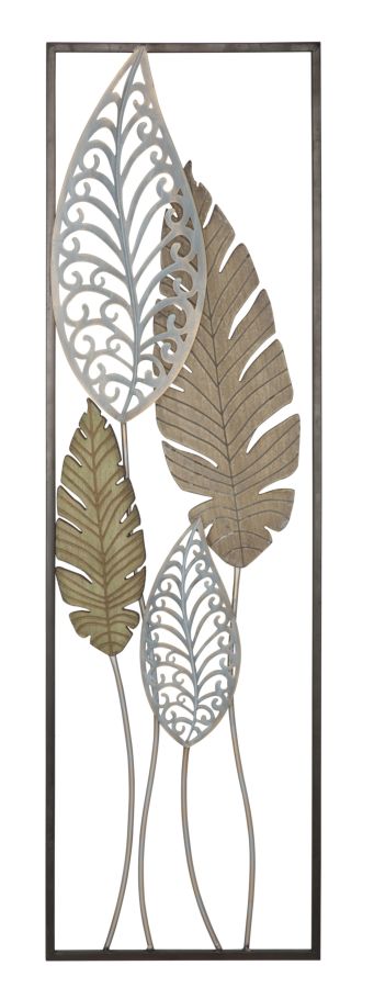 PANNELLO IN FERRO E LEGNO FOGLIE -B- CM 30,5X2,5X99,5