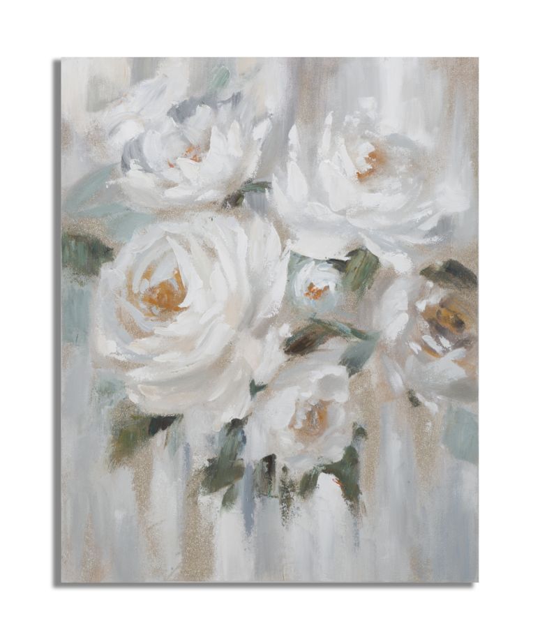 DIPINTO SU TELA CREM FLOWER CM 80X3,7X100