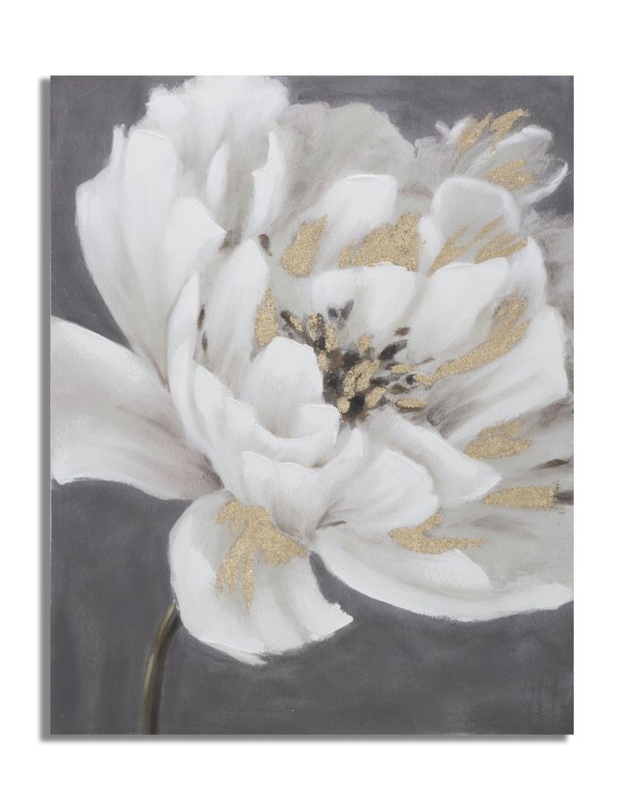 DIPINTO SU TELA WHITE/GOLD FLOWER CM 80X3,7X100